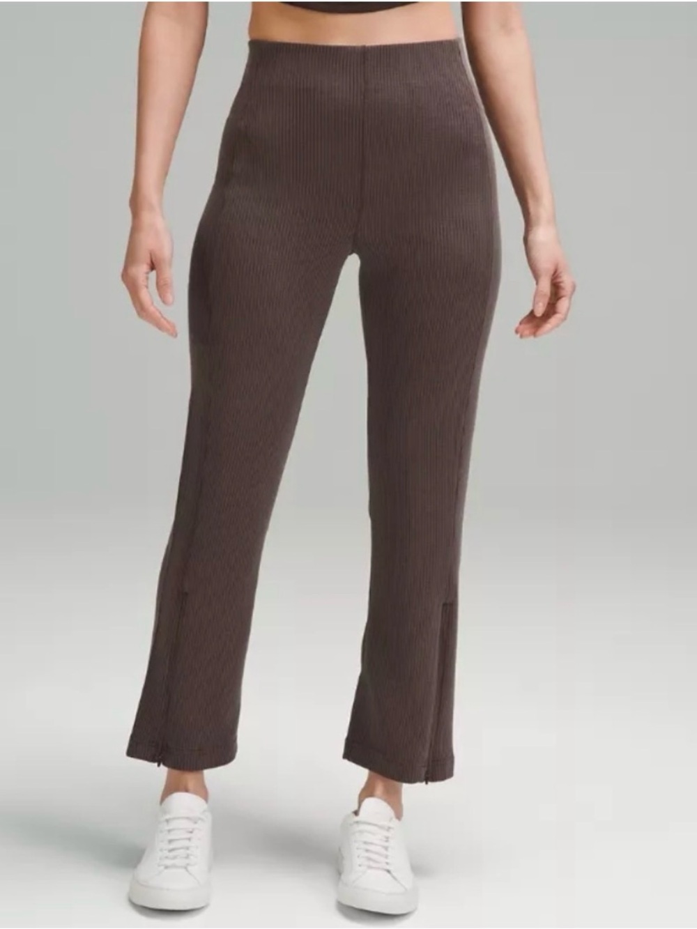 LULULEMON Softstreme Aip-Leg High Rise Ribbed Pants Expresso Brn Sz 6